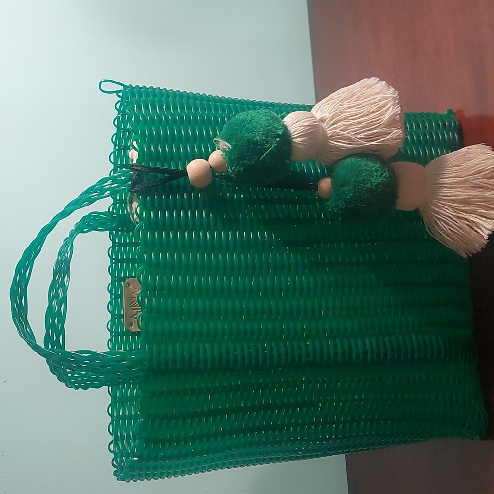 Heavy duty plastic trendy bag with tassels